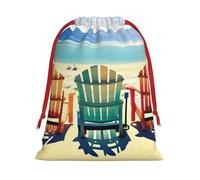 BGSHJVF Escena de playa con sillas estampadas, bolsas de regalo con cordón, bolsas de regalo de Navidad para regalos de Navidad, recuerdos de fiesta