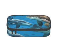 BGSHJVF Estuche de gran capacidad, delfines, tortuga marina, tiburón, pulpo, arrecife de coral, múltiples compartimentos, diseño elegante