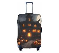 BGSHJVF Funda de maleta elástica con estampado de calabaza para Halloween, protección de equipaje con motivos únicos, se adapta a maletas de 45 a 81 cm, Blanco, Medium