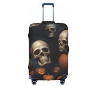 BGSHJVF Funda elástica para maleta con diseños únicos para Halloween, calavera y crucigramas, se adapta a maletas de 45 a 81 cm, blanco, mediano, Blanco, Medium