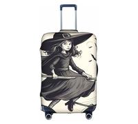 BGSHJVF Funda elástica para maleta con estampado de bruja voladora de Halloween, protector de equipaje con patrones únicos, se adapta a maletas de 18 a 32 pulgadas, Blanco, M