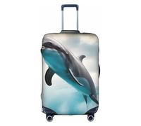 BGSHJVF Funda elástica para maleta con motivos únicos, patrón de delfín que te mira, se adapta a maletas de 45 a 81 cm, blanco, grande, Blanco, Large