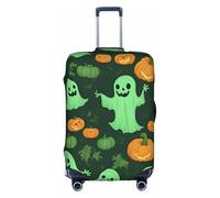 BGSHJVF Funda protectora flexible para maleta con motivos únicos, calabaza, Halloween, espíritu verde, se adapta a maletas de 45 a 81 cm, Blanco, Large