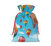 Bgshjvf Globos coloridos cielo azul bolsa de regalo de lino con cordón de cierre, con ascensor de papel kraft, para Navidad, cumpleaños, fiestas