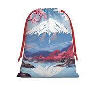 BGSHJVF Japan Mount Fuji - Bolsas de regalo con cordón con estampado de paisaje navideño, bolsas de regalo de Navidad para regalos de Navidad, recuerdos de fiesta