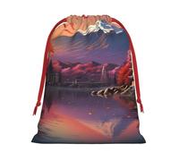 BGSHJVF Japón Monte Fuji Paisaje Impreso Navidad Bolsas de Regalo con Cordón Bolsas de Envoltura de Regalos de Navidad Bolsas de Regalo Festivos Regalos de Fiesta