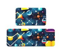 BGSHJVF Juego de 2 tapetes de cocina con estampado de ciencia abstracta y química, lavables, para decoración del hogar, accesorios de cocina