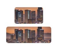 BGSHJVF Juego de 2 tapetes de cocina lavables con estampado de horizonte de Los Ángeles, para decoración del hogar, accesorios de cocina