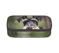 BGSHJVF Lindo estuche de gran capacidad con estampado de Schnauzer, material Oxford, lápices, bolígrafos, múltiples compartimentos, diseño elegante