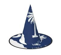 BGSHJVF Mapa de Carolina del Sur Impresión Tarjeta de Halloween Sombrero de Bruja Cosplay Sombreros Decoración de Halloween Accesorios de Disfraz para Fiesta
