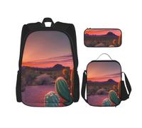 BGSHJVF Mochila de viaje con estampado de cactus desierto al atardecer, elegante tela Oxford 600D, bolsa nevera y bolsa de maquillaje, negra, talla única, negra, talla única, Negro, Rozmiar
