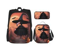 BGSHJVF Mochila de viaje con estampado de Halloween, flamenco rosa, tela Oxford 600D, bolsa de almuerzo y maquillaje, negra, talla única, negra, única, Negro, Rozmiar uniwersalny