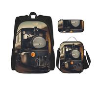 BGSHJVF Mochila de viaje con estampado de locomotora, elegante tejido Oxford 600D, bolsa nevera y neceser, negro, talla única, negra, cola única, Negro, Rozmiar uniwersalny