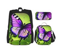 BGSHJVF Mochila de viaje con mariposa púrpura, elegante tejido Oxford 600D, bolsa nevera y neceser, negro, talla única, negra, cola única, Negro, Rozmiar uniwersalny