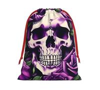BGSHJVF Muchas bolsas de regalo con cordón con estampado de calavera de rosa morada, bolsas de regalo de Navidad para regalos de Navidad, recuerdos de fiesta