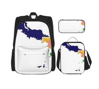 BGSHJVF Paquete de mochila de viaje con bandera Tci, tela Oxford 600D con estilo, bolsa de almuerzo con aislamiento y bolsa de maquillaje, negro, talla única, Negro, Rozmiar uniwersalny