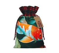 Bgshjvf Pretty Koi Fish Print Christmas Drawstring Linen Gift Bag - Bolsas de regalo de varios tamaños para regalar y decorar