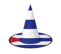 BGSHJVF Sombrero de bruja con estampado de bandera cubana para Halloween, cosplay, decoración de Halloween, accesorios de disfraces de fiesta