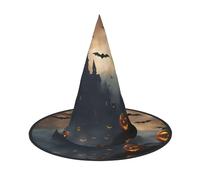 BGSHJVF Sombrero de bruja de Halloween con estampado de murciélago volador cosplay disfraz de fiesta de Halloween accesorios de disfraz
