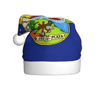 BGSHJVF Sombrero de Papá Noel con estampado de bandera del estado de Montana, decoraciones navideñas, perfecto para fiestas de vacaciones y eventos festivos