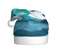 BGSHJVF Sombrero de Papá Noel con estampado de delfines en el mar, decoraciones navideñas, perfecto para fiestas de vacaciones y eventos festivos