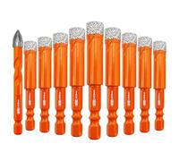 BGTEC Broca de diamante - 10 Piezas Brocas Porcelanico 10MM*9 & 1 Pieza broca de metal duro de 10MM Mango Hexagonal para Cerámica Porcelánico Mármol Granito