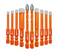 BGTEC Broca de diamante - 10 Piezas Brocas Porcelanico 5MM*3+6MM*3+8MM+10MM & 2 Piezas broca de metal duro de 6MM Mango Hexagonal para Cerámica Porcelánico Mármol Granito