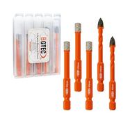BGTEC - Broca para azulejos de 6/6/8/10 mm con varilla hexagonal de cambio rápido y broca de carburo de 6 mm para granito, mármol, porcelana y cerámica, 5 unidades