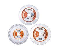 BGTEC Hoja de corte de diamante, 3 hojas de sierra circular de árbol de 75 mm x 10 mm para amoladora angular de hormigón de metal de madera