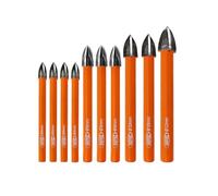 BGTEC Juego Brocas de Aleación - 10pcs 6MM*4+8MM*3+10MM*2+12MM Vástago Redondo Brocas de Metal duro para Madera Plástico Mampostería Ladrillo Granito