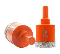 BGTEC Juego Brocas Diamante, 2pcs 32mm Triángulo Vástago Sierra Taladro Bits para Cerámica Porcelana Mármol Granito Gres Cuarzo Vacuum Brazed Broca Diamantada 65mm Longitud