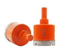 BGTEC Juego Brocas Diamante, 2pcs 38mm Triángulo Vástago Sierra Taladro Bits para Cerámica Porcelana Mármol Granito Gres Cuarzo Vacuum Brazed Broca Diamantada 65mm Longitud