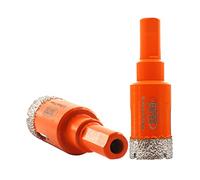 BGTEC Juego Brocas Diamante Seco - 2 piezas 20mm Corona de diamante soldada al vacío con mango triangular de 10mm para cerámica gres porcelánico mármol granito piedra artificial