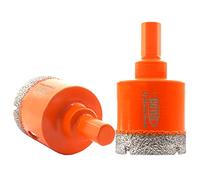 BGTEC Juego Brocas Diamante Seco - 2 piezas 35mm Corona de diamante soldada al vacío con mango triangular de 10mm para cerámica gres porcelánico mármol granito piedra artificial