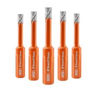 BGTEC Juego Brocas Diamante Seco - 5 piezas 6mm Corona de diamante soldada al vacío con mango triangular de 10mm para cerámica gres porcelánico mármol granito piedra artificial