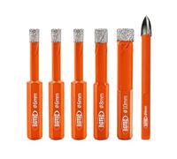 BGTEC Juego de brocas de diamante seco para taladro,6 piezas 6/6/6/8/10MM Brocas con mango hexagonal+6mm Broca de carburo con mango triangular para granito mármol porcelana azulejos cerámica