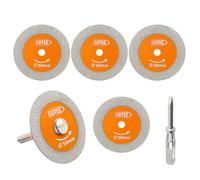 BGTEC Mini Hojas de Sierra Diamantadas - 5 piezas 50MM Disco para Cortar Vidrio & 6MM Diámetro del agujero Para vidrio jade cristal botella de vino Azulejo de mármol, 1 pieza con mango