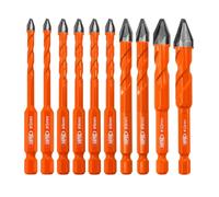 BGTEC Taladro excéntrico - 10 piezas Broca Ceramica Ø 3-12 mm para madera plástico albañilería baldosa cerámica vidrio hormigón, Juego Hexagonal Brocas