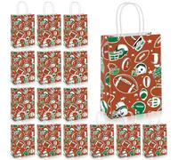 Bgtecho 24 bolsas de regalo de fútbol, bolsas de regalo de fútbol con asas, bolsas de papel con estampado de fútbol, bolsas de fiesta temática de fútbol para suministros de fiesta de cumpleaños,