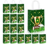 Bgtecho 24 bolsas de regalo de fútbol, bolsas de regalo de fútbol con asas, bolsas de papel con estampado de fútbol, bolsas de fiesta temática de fútbol para suministros de fiesta de cumpleaños,