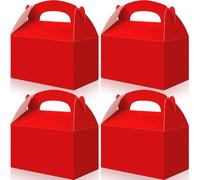 Bgtecho Paquete de 24 cajas de regalo de papel rojo de 6.2 x 3.6 x 3.4 pulgadas, caja de regalo de fiesta con asa, caja de dulces para aperitivos, galletas, dulces, cumpleaños, boda, suministros de