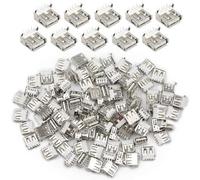 BGTXINGI 100 unidades USB tipo A estándar de puerto hembra soldadura, ángulo recto, 4 pines, conector hembra soldador, conector hembra