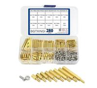 BGTXINGI Juego de 280 tuercas espaciadoras de latón M2.5 macho-hembra/hembra-hembra y juego de tuercas de tornillo de acero inoxidable (latón M2.5)