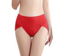 bgyujn Bragas de algodón puro para mujer, grandes, color sólido, estampado 3D, cintura media, ropa interior de esquí, conjunto corto, rojo, L