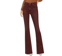 bgyujn Flare Jeans Mujer Vaqueros de Cintura Alta Ligeros Acampanados Aranurados para Adelgazar Más Grandes Tallas Grandes Pantalones Casual Casual Bootcut Pantalones Vaqueros Mujer, marrón, M