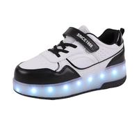 bgyujn Zapatillas deportivas cómodas para niñas, zapatos para niños, suela gruesa, zapatos deportivos con ruedas, luz de moda, recargable por USB, patinaje cómodo, Negro , 33 EU