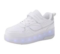 bgyujn Zapatillas deportivas cómodas para niñas, zapatos para niños, suela gruesa, zapatos deportivos con ruedas, luz de moda, recargable por USB, patinaje cómodo, Blanco, 36.5 EU
