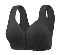 BH Damen - Bralette para mujer, sin armadura, lisa, con diseño de encaje frontal, con espalda desnuda, elegante, cómoda y ligera, lencería para diario, 01 negro., 52