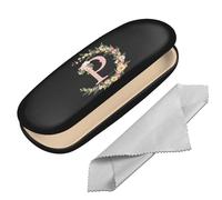 BHAHB Funda rígida para gafas, funda protectora con letra inicial para gafas, caja de soporte para gafas con paño de limpieza para mujeres, niñas y hombres, bonita estética clásica, Letra P, Talla