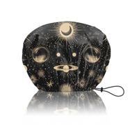 BHAHB Gorro de ducha reutilizable, de doble capa, ajustable, elástico, impermeable, de EVA, para mujeres y niñas, bonito diseño de luna